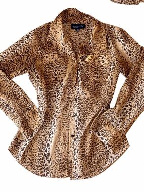 Leopard Print Button-Down Blouse by Jones New York -Small NWOT